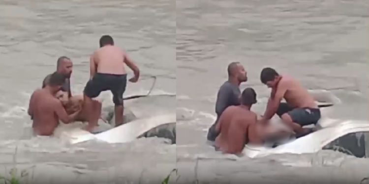 Vídeo mostra jovem desacordado sendo resgatado após carro cair no Igarapé do 40