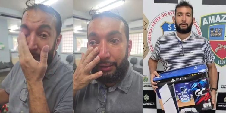 Vídeo: Em lágrimas, pai denuncia furto de PS5 que seria presente de Natal do filho em Manaus