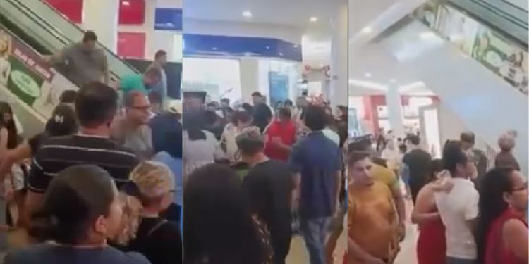 Travamento de escada rolante derruba várias pessoas no shopping na Cidade Nova