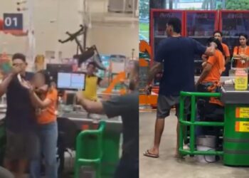 Vídeo: Dentro de supermercado, homem ameaça ex-namorada com faca em Manaus