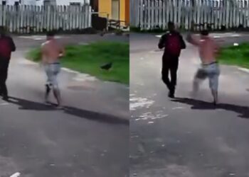 Vídeo: Armado, homem dá tapa em jovem após acusá-lo de mexer com suas enteadas em Itacoatiara