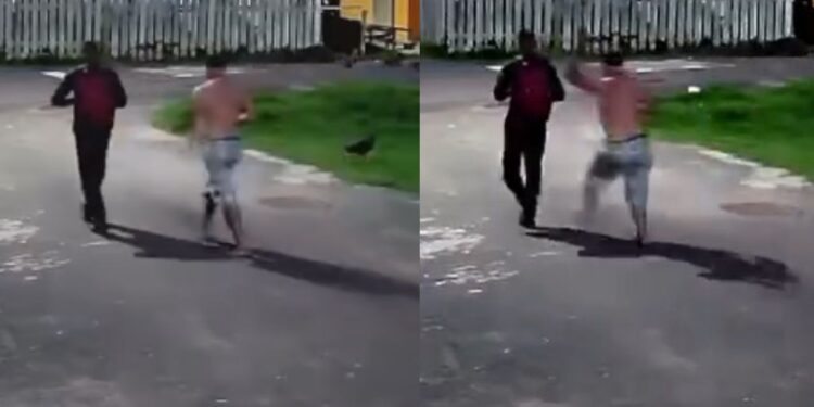 Vídeo: Armado, homem dá tapa em jovem após acusá-lo de mexer com suas enteadas em Itacoatiara