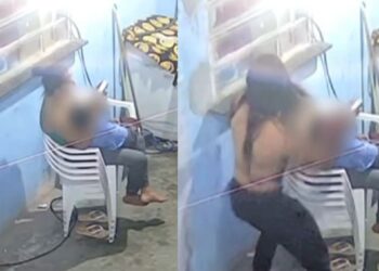 Vídeo forte mostra mulher desprevenida sendo esfaqueada com criança no colo