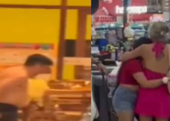 Vídeo: Após perder aposta, homem sai correndo sem roupa em supermercado no Coroado