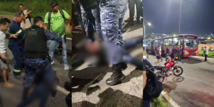 Bandido fica com a 'cara toda espocada' após ser agredido por passageiros da linha 560