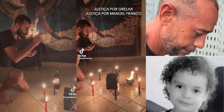 "Aqui tem justiça": Macumbeiro faz ritual para pai que matou o filho de 3 anos em Manaus; VÍDEO