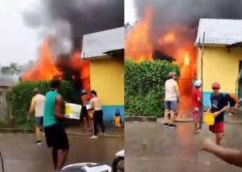Incêndio atinge casa e família se desespera; vizinhos se uniram para salvar quem estava no local