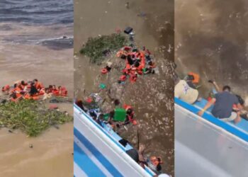 Veja os vídeos do desespero das vítimas após lancha naufragar no Encontro das Águas