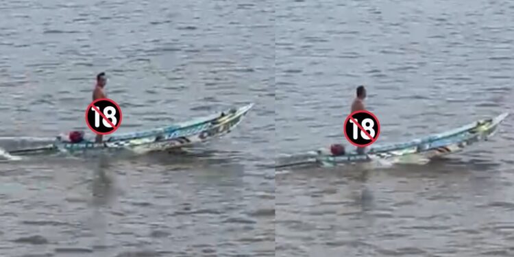 “Punh3te1r0”: Canoeiro é flagrado em pé ‘na br0nha’ no meio do rio no Amazonas; VEJA O VÍDEO