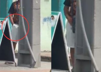 vídeo mostra idoso 'se aliviando' atrás do poste em Manaus