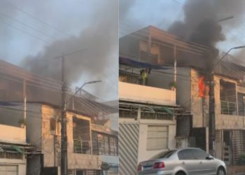 Moradora do bairro Glória chega do trabalho e encontra casa em chamas