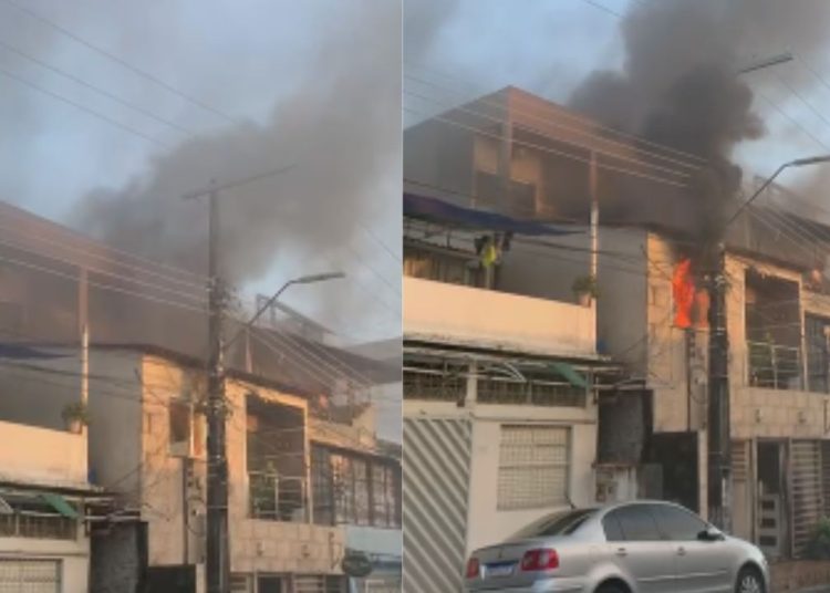 Moradora do bairro Glória chega do trabalho e encontra casa em chamas