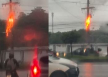 Incêndio causa “papoco” em cabos na Av. Torquato Tapajós