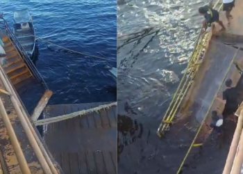 Vídeo: Ponte de acesso à balsa amarela desaba na Manaus Moderna