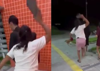 Fez certo? Mãe dá surra de chinelo em filho preso por tráfico ao buscá-lo na delegacia; veja
