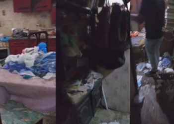 Vídeo: Em casa cheia de lixo, filho abandonava mãe e ficava com dinheiro dela