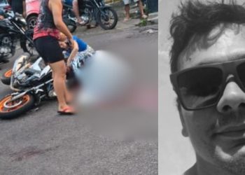 Vídeo: Micro-ônibus atropela motociclista e motorista foge deixando vítima morta em Manaus