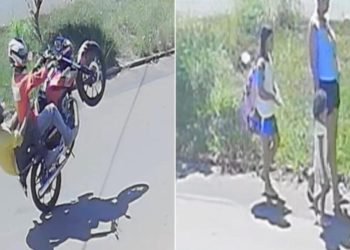 Vídeo mostra momento em que jovem dá “grau”, atropela grávida e duas crianças e foge