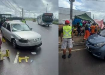 Vídeo: Carro desgovernado invade barraca e deixa crianças e adultos feridos na avenida do Turismo