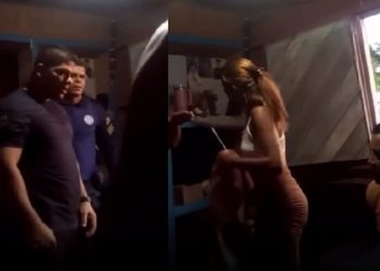 Vídeo mostra policial dando tapa em mulher e soco em homem algemado em Eirunepé