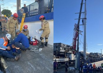 Durante manutenção em poste, trabalhador cai de 10 metros em Manaus