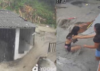 Vídeo: Casa é tomada pela água após muro ceder durante chuva forte em Manaus