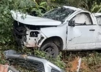 Vídeo: Picape sai da pista, invade mata e deixa três feridos na AM-010