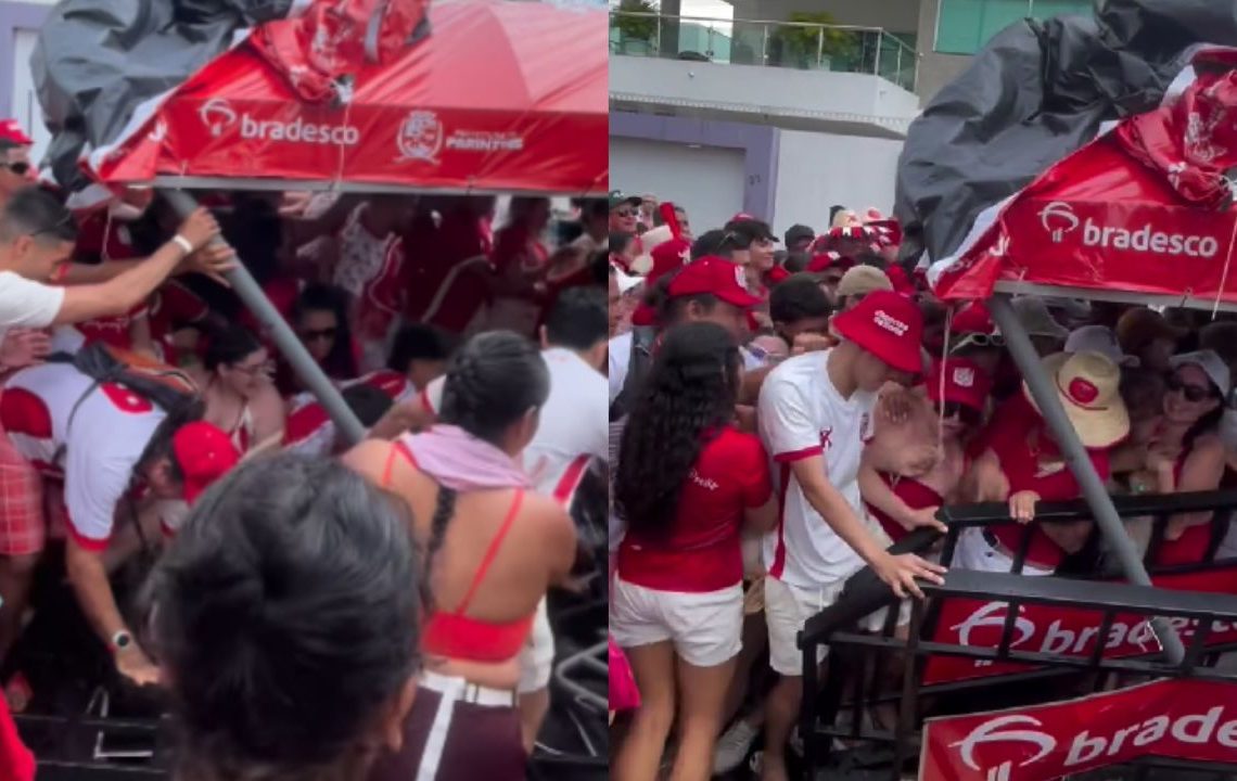 Vídeo mostra gradil e cobertura desabando durante tumulto na fila do Bumbódromo