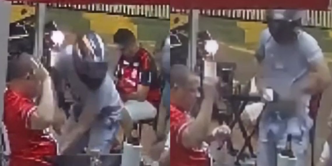 Vídeo: Casal é surpreendido por bandidos e assaltado dentro de bar no Parque Dez
