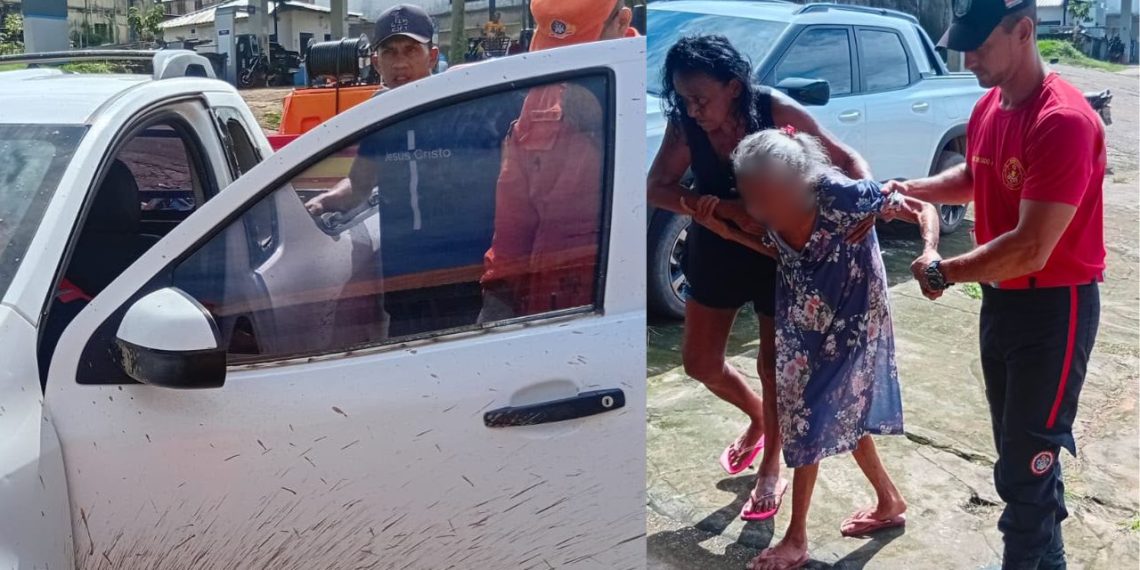 Presa dentro de carro em Itapiranga, idosa de 108 anos é resgatada por bombeiros