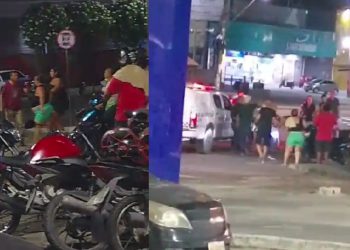 Briga entre familiares termina em socos e chutes no estacionamento do Platão Araújo