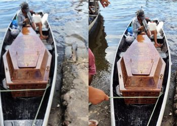Em canoa, mãe leva corpo do filho de volta para casa após assassinato em Maués: “não merecia”