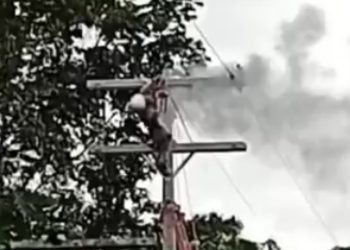 Durante o serviço, trabalhador sofre descarga elétrica em poste na BR-174
