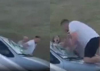 Após 'pé na bund4', homem persegue ex e destrói carro por ciúmes; veja o vídeo
