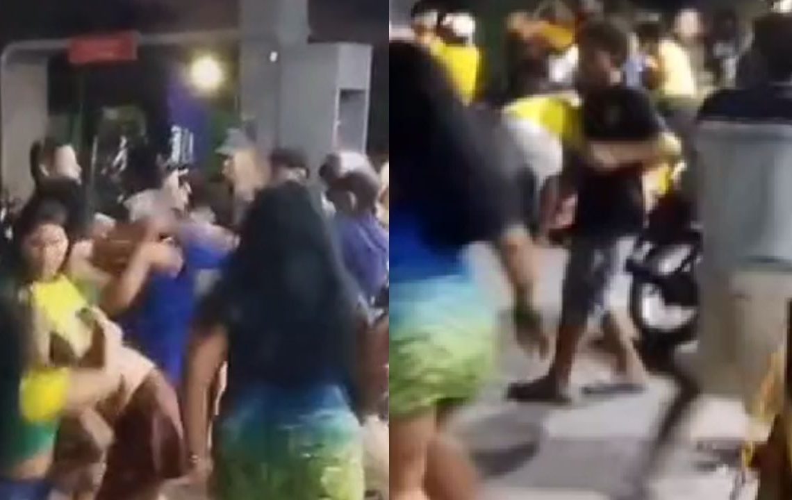 Vídeo: Após jogo do Brasil, briga generalizada reúne dezenas de pessoas em posto de Coari
