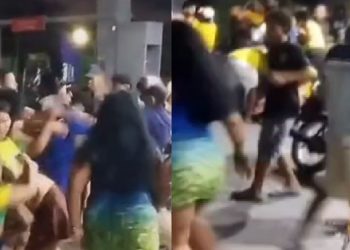 Vídeo: Após jogo do Brasil, briga generalizada reúne dezenas de pessoas em posto de Coari