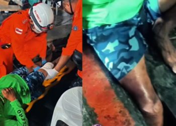 Ao cair de embarcação, homem fica com a perna presa no porto e é resgatado em Parintins