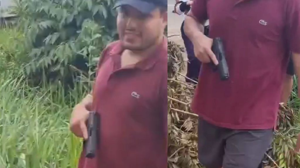 Vídeo mostra homem armado interrompendo manifestação e exigindo liberação de rodovia