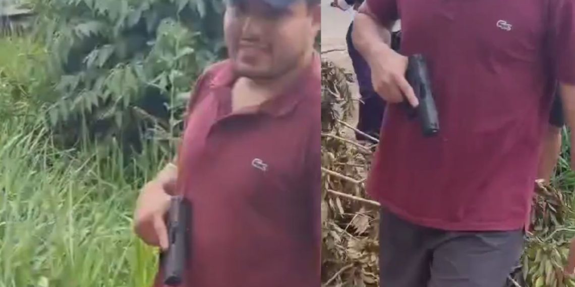 Vídeo mostra homem armado interrompendo manifestação e exigindo liberação de rodovia