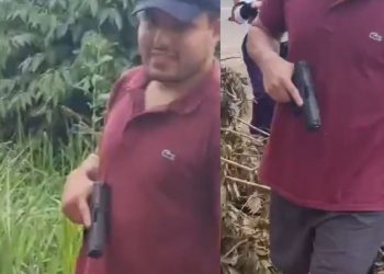 Vídeo mostra homem armado interrompendo manifestação e exigindo liberação de rodovia