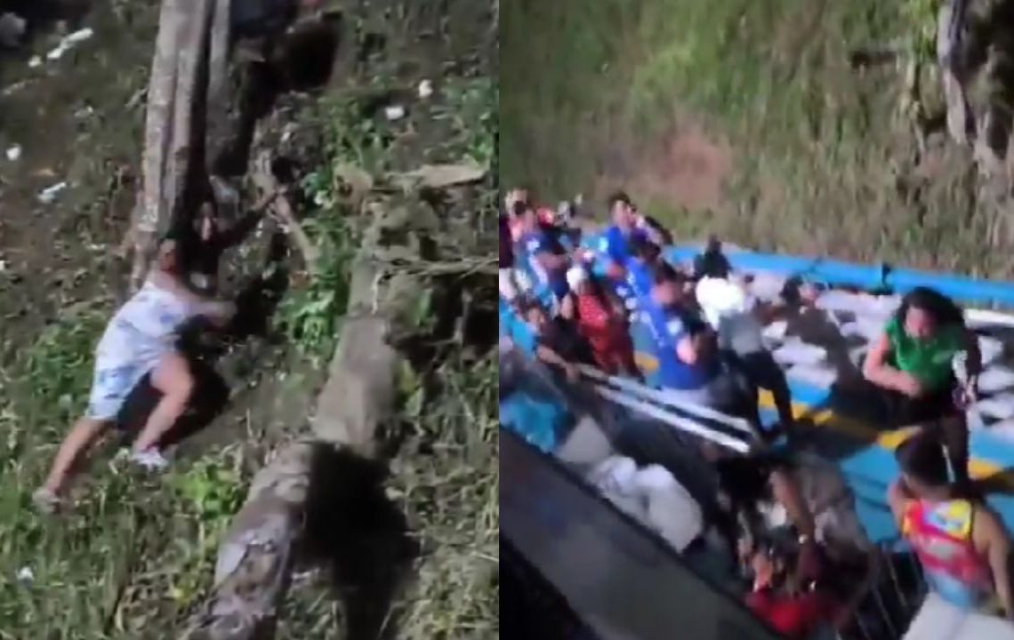 Para não perder o barco, mulher escorrega 'ladeira abaixo' após festival em Parintins
