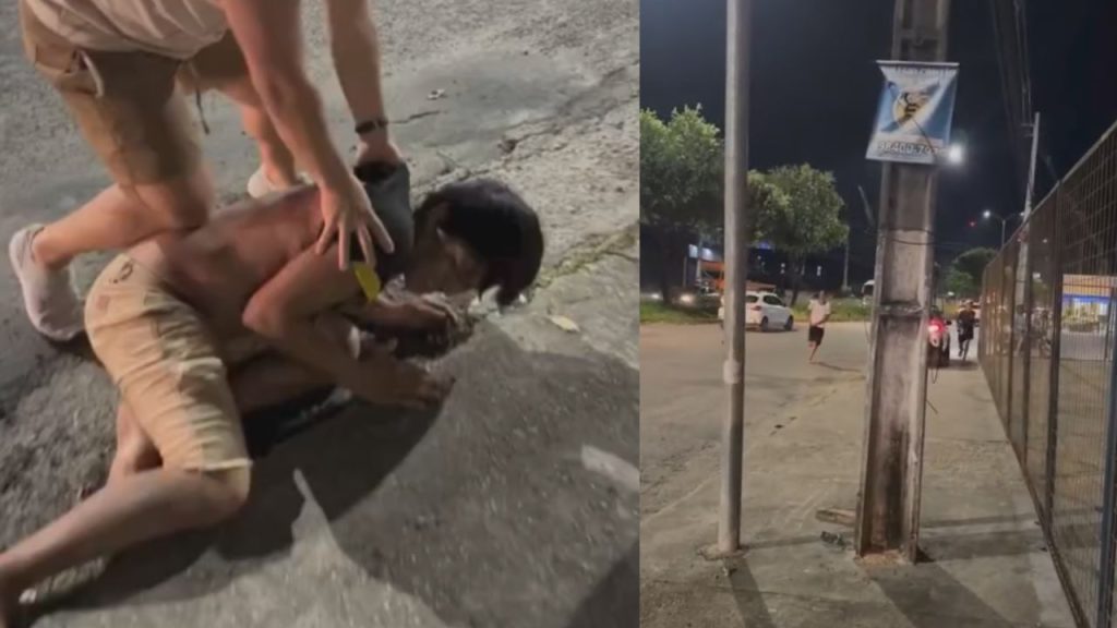 vídeo mostra bandido sendo capturado por moradores em Manaus