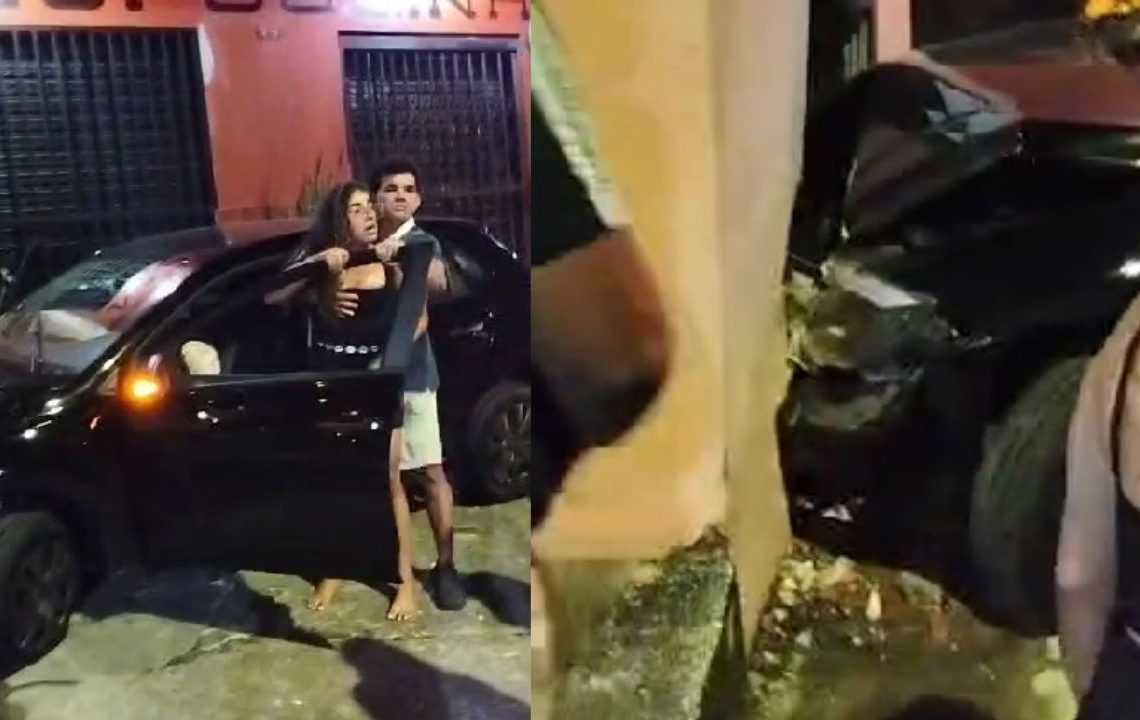 Motorista atropela motociclista, invade mercadinho e acaba presa em Manaus