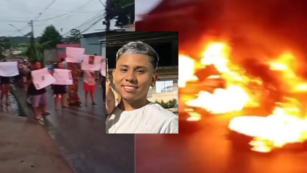 Moradores vão às ruas após viatura atingir moto e matar jovem de 22 anos em Manaus