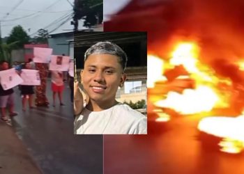 Moradores vão às ruas após viatura atingir moto e matar jovem de 22 anos em Manaus