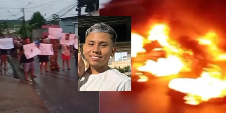 Moradores vão às ruas após viatura atingir moto e matar jovem de 22 anos em Manaus