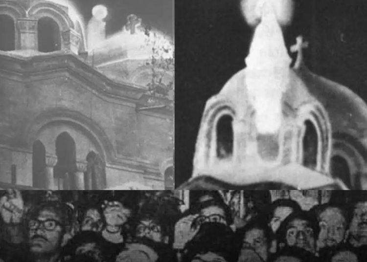 O mistério da santa que está aparecendo sobre uma igreja